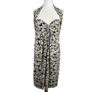 Norma Kamali Womens Diana Black Daisy Halter Neck Dress Sz L Retro Pinup‎ Casual